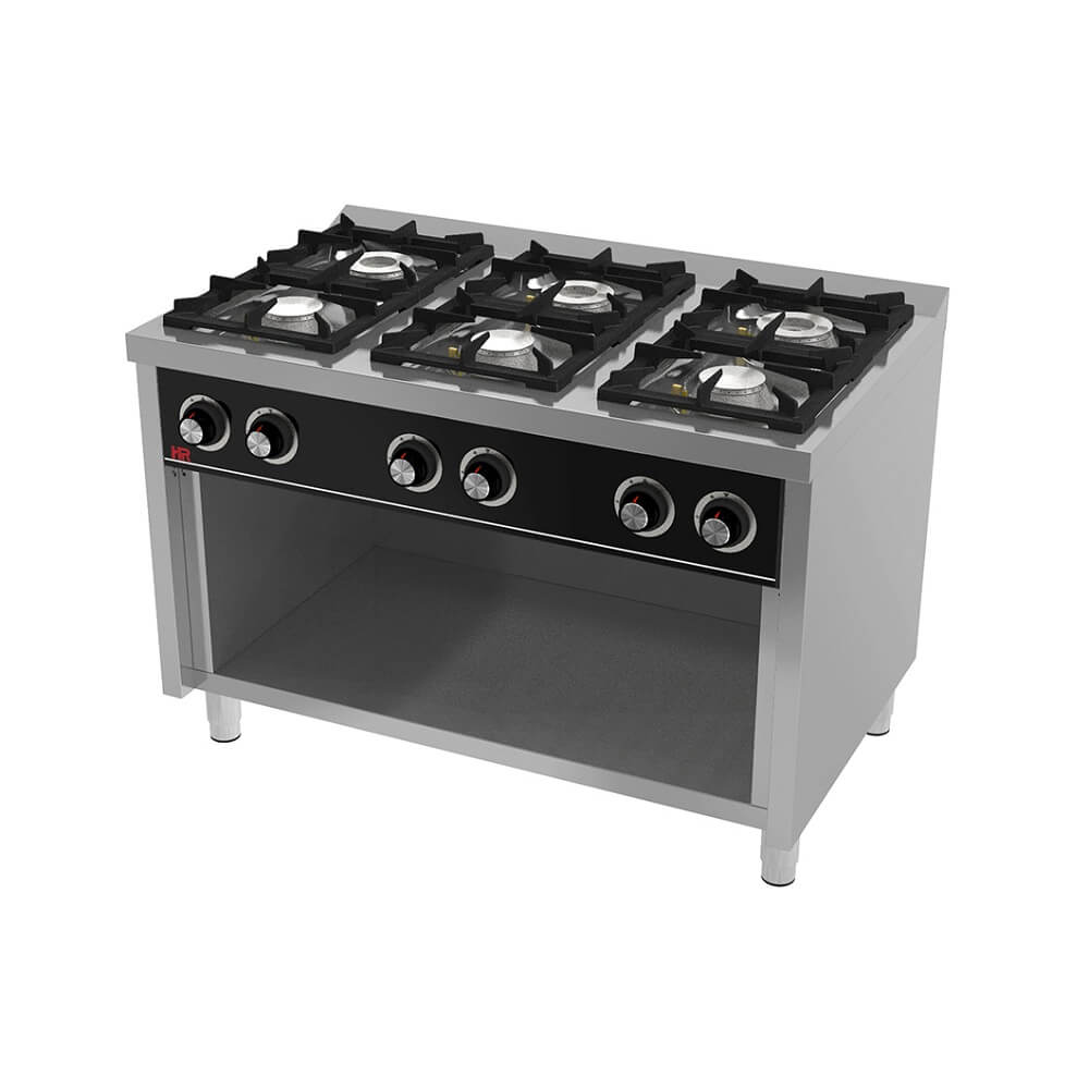 Cocina A Gas 6 Fuegos Con Estante C6F750E HR FAINCA