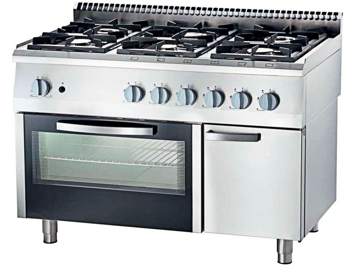 COCINA A GAS 6 FUEGOS CON HORNO ESTÁTICO A GAS FONDO 700 9711130 CLIMA HOSTELERÍA