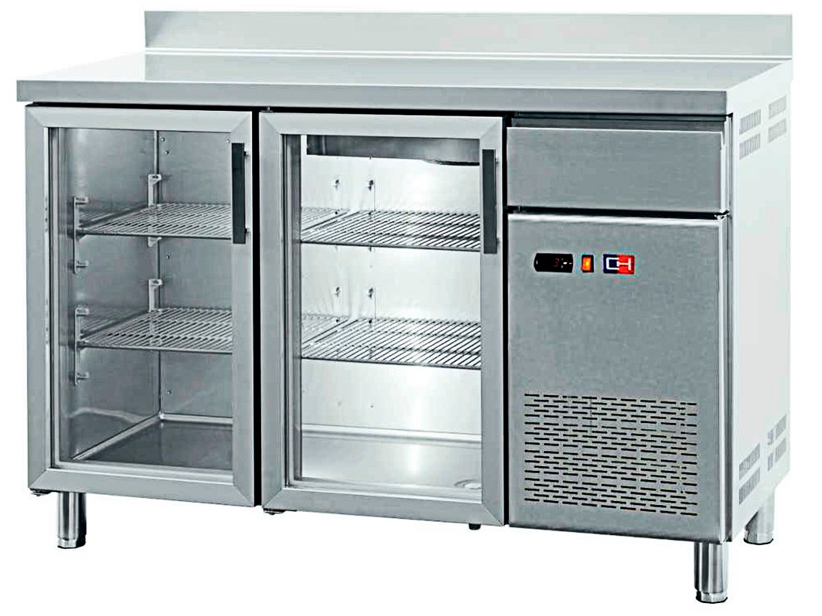 FRENTE MOSTRADOR REFRIGERADO CON PUERTAS DE VIDRIO FMCH-150V CLIMA HOSTELERÍA