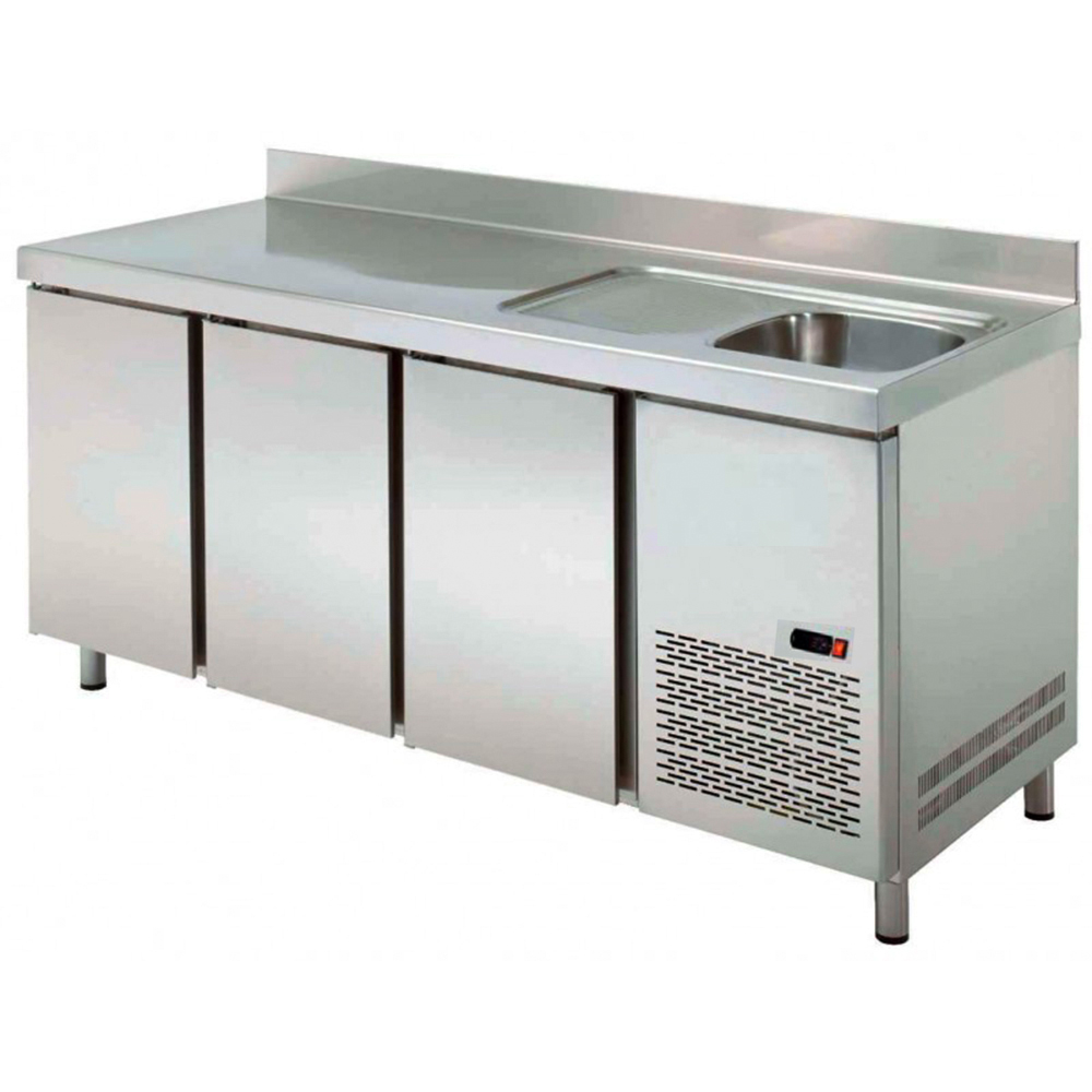 Mesa Refrigerada Industrial Con Fregadero 3 Puertas FACH-200FR